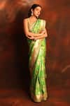 Buy_Kaaisha by Shalini_Green Kanjivaram Silk Embroidered Saree With Unstitched Blouse Piece  _Online_at_Aza_Fashions