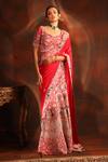 Buy_Kaaisha By Shalini_Red Cathaya Georgette Embroidered Dabka Leaf Zardosi Lehenga Saree_at_Aza_Fashions