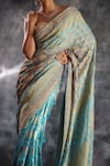 Kaaisha by Shalini_Sky Blue Gharchola Bhandej Bandhej Pattern Saree With Unstitched Blouse Fabric _Online_at_Aza_Fashions