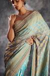 Buy_Kaaisha by Shalini_Sky Blue Gharchola Bhandej Bandhej Pattern Saree With Unstitched Blouse Fabric _Online_at_Aza_Fashions