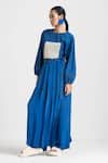 Buy_THREE_Blue Embroidered Top And Overlay Pant Set _at_Aza_Fashions