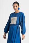 Shop_THREE_Blue Embroidered Top And Overlay Pant Set _Online_at_Aza_Fashions