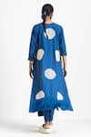 Shop_THREE_Blue Poplin Round Overlay Tunic And Pant Set  _at_Aza_Fashions