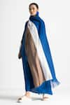 Shop_THREE_Blue Elastic Waist Dress With Fringe Scarf _Online_at_Aza_Fashions