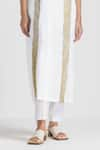 Buy_THREE_White Poplin Embroidered Wave Collared Shirt Tunic And Pant Set  _Online_at_Aza_Fashions