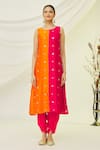 Naintara Bajaj_Pink Art Silk Thread Embroidered Kurta_Online_at_Aza_Fashions
