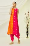 Shop_Naintara Bajaj_Pink Art Silk Thread Embroidered Kurta_Online_at_Aza_Fashions