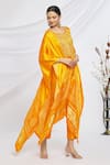 Buy_Samyukta Singhania_Blue Poncho  Kanji Silk Printed Bandhani Round And Pant Set _Online_at_Aza_Fashions