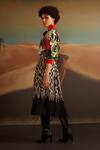 Shop_Verb By Pallavi Singhee_Beige Polyester Geometric Print Pleated Skirt _at_Aza_Fashions