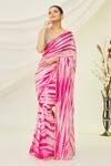 Naintara Bajaj_Pink Georgette Shibori Print Saree _Online_at_Aza_Fashions