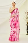 Shop_Naintara Bajaj_Pink Georgette Shibori Print Saree _Online_at_Aza_Fashions