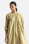 Shop_THREE_Green Poplin Solid Round Collar Fringed Hem Shirt Tunic _Online_at_Aza_Fashions