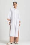 THREE_White Solid Long Shirt _at_Aza_Fashions