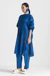 Buy_THREE_Blue Chanderi Solid Tunic _at_Aza_Fashions