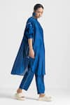 Buy_THREE_Blue Chanderi Solid Tunic _Online_at_Aza_Fashions