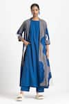 Buy_THREE_Blue Poplin Solid Round Tunic  _at_Aza_Fashions