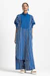 Buy_THREE_Blue Poplin Embroidered Stripe Tunic_at_Aza_Fashions