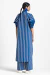 Shop_THREE_Blue Poplin Embroidered Stripe Tunic_at_Aza_Fashions