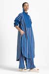 Buy_THREE_Blue Poplin Embroidered Stripe Tunic