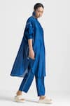 Buy_THREE_Blue Poplin Side Thread Work Trouser _Online_at_Aza_Fashions