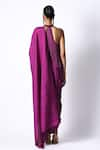 Shop_431-88 by Shweta Kapur_Purple Satin Solid Masai Godet Pre Draped Saree With Fringe Top  _at_Aza_Fashions