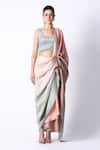 Buy_431-88 by Shweta Kapur_Pink Silk Ombre Pre Draped Saree With Embellished Blouse _at_Aza_Fashions