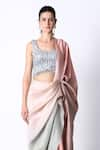 431-88 by Shweta Kapur_Pink Silk Ombre Pre Draped Saree With Embellished Blouse _Online_at_Aza_Fashions