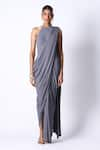 Buy_431-88 by Shweta Kapur_Grey Star Shimmer Pre Draped Saree With Blouse _at_Aza_Fashions