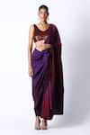 Buy_431-88 by Shweta Kapur_Maroon Silk Ombre Sequin Masai Godet Pre Draped Saree With Blouse  _at_Aza_Fashions