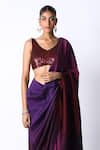 431-88 by Shweta Kapur_Maroon Silk Ombre Sequin Masai Godet Pre Draped Saree With Blouse  _Online_at_Aza_Fashions