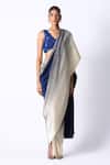 Buy_431-88 by Shweta Kapur_Blue Cotton Pleated Ombre Pre Draped Saree With Blouse_at_Aza_Fashions