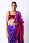 431-88 by Shweta Kapur_Fuchsia Silk Ombre Pre Draped Saree With Blouse _Online_at_Aza_Fashions