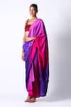 Buy_431-88 by Shweta Kapur_Fuchsia Silk Ombre Pre Draped Saree With Blouse _Online_at_Aza_Fashions