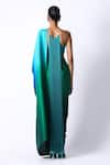 Shop_431-88 by Shweta Kapur_Emerald Green Silk Ombre Pre Draped Saree With Tasselled Back Blouse  _at_Aza_Fashions