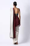 Shop_431-88 by Shweta Kapur_Maroon Cotton Ombre Sequin Metallic Pre Draped Saree With Bustier  _at_Aza_Fashions