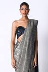 431-88 by Shweta Kapur_Blue Silk Ombre Sequin Metallic Pre Draped Saree With Bustier  _Online_at_Aza_Fashions