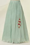 Naintara Bajaj_Blue Silk Embroidered Floral Square Neck Pleated Lehenga Set _at_Aza_Fashions