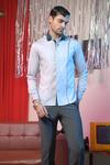 Buy_Abkasa_Grey Cotton Embroidery Flash Placement Pattern Shirt _at_Aza_Fashions