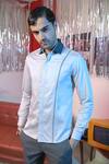 Abkasa_Grey Cotton Embroidery Flash Placement Pattern Shirt _Online_at_Aza_Fashions