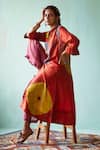Buy_Medha_Orange Tunic Habutai Silk Sequins Hand Embroidered And Pant Set _Online_at_Aza_Fashions