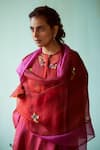 Buy_Medha_Pink Chanderi Hand Embroidered Tie-dye Pattern Sheer Tunic Pant Set  _Online_at_Aza_Fashions