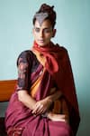 Buy_Medha_Maroon Tie-dye Pattern Embroidered Saree With Blouse _Online_at_Aza_Fashions