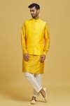 Buy_Rng Safawala_Yellow , Silk, Satin Sequins, Embroidery Bundi And Kurta Set _at_Aza_Fashions