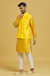 Shop_Rng Safawala_Yellow , Silk, Satin Sequins, Embroidery Bundi And Kurta Set _Online_at_Aza_Fashions