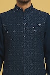 Buy_Rng Safawala_Blue Cotton, Silk Sequins, Embroidery Bundi Jacket And Kurta Set _Online_at_Aza_Fashions
