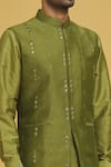 Buy_RNG Safawala_Green Cotton Silk Embroidered Thread Sequin Bundi And Kurta Set _Online_at_Aza_Fashions