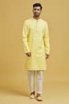 Buy_RNG Safawala_Yellow Cotton Silk Embroidered Chikankari Floral Kurta Set _at_Aza_Fashions