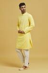 RNG Safawala_Yellow Cotton Silk Embroidered Chikankari Floral Kurta Set _Online_at_Aza_Fashions