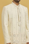 RNG Safawala_Off White Raw Silk Embroidered Mirror Jacket Kurta Set _at_Aza_Fashions