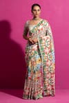 Buy_SAKSHAM & NEHARICKA_Multi Color Chanderi Champa Bagh Saree With Unstitched Blouse Fabric  _at_Aza_Fashions